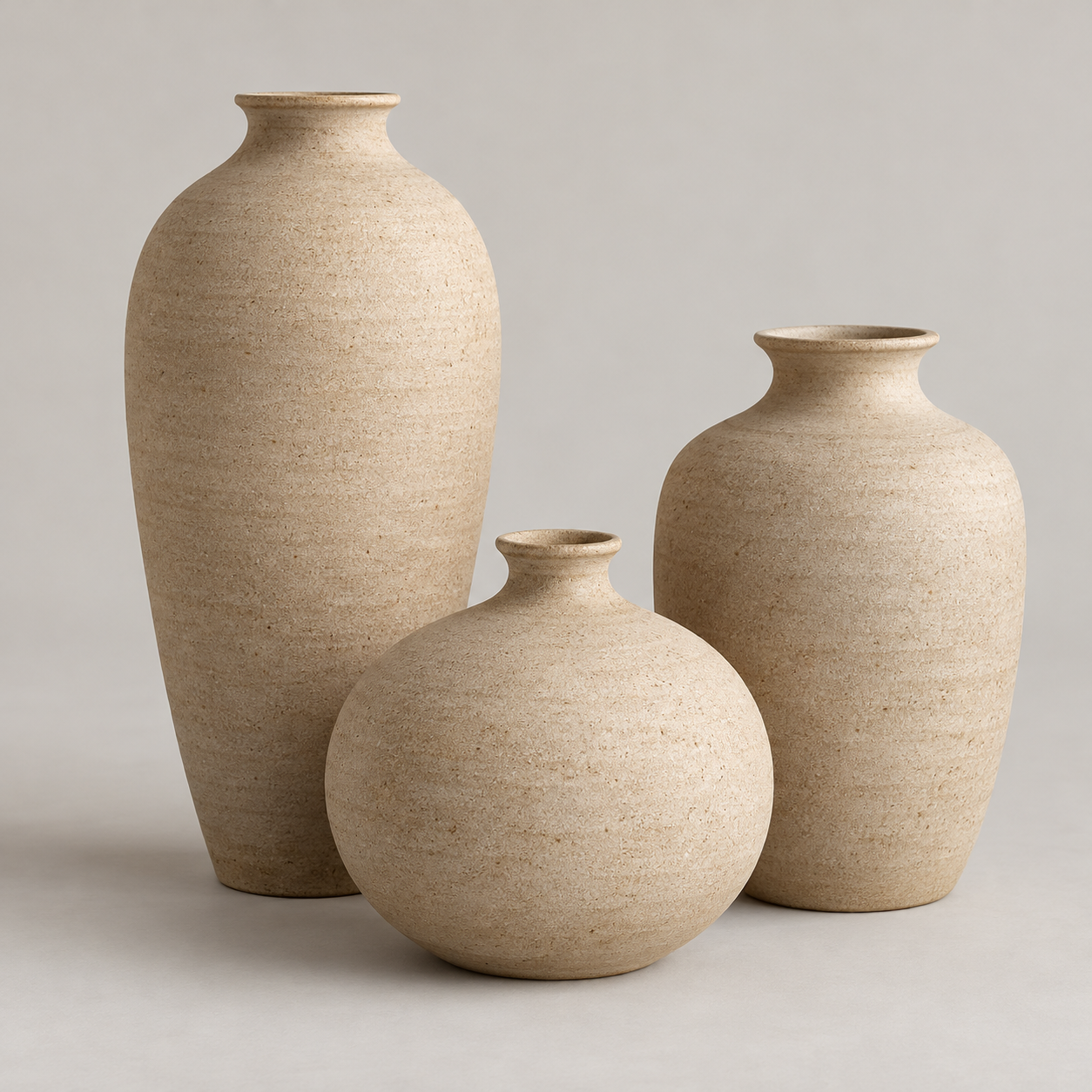 Tierra Vase Set on a pale studio background
